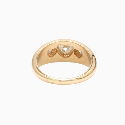 Three Diamond Hearts Gypsy Ring