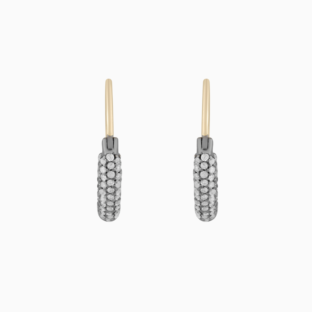 Rhodium Pave Diamond Hoops