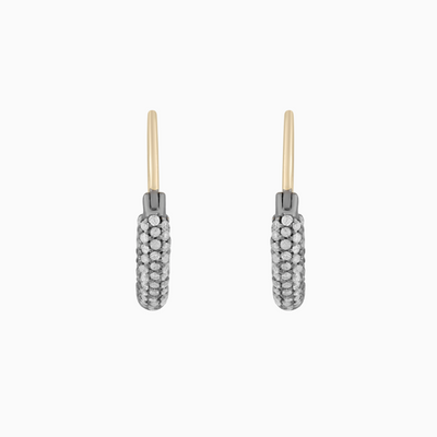 Rhodium Pave Diamond Hoops