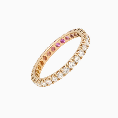 Rainbow Sapphire Half Diamond Eternity Band