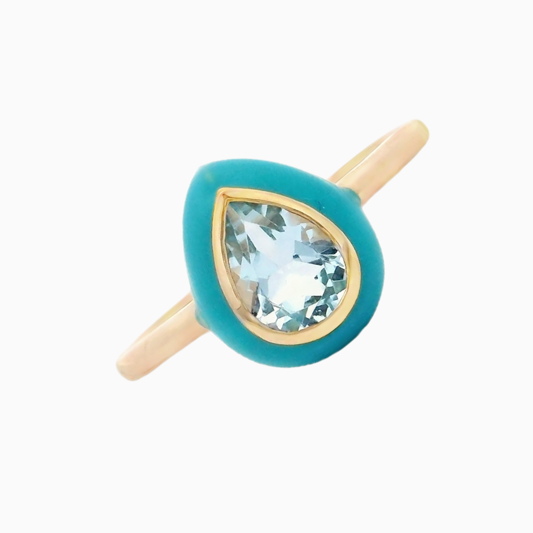 Pear Topaz Enamel Ring