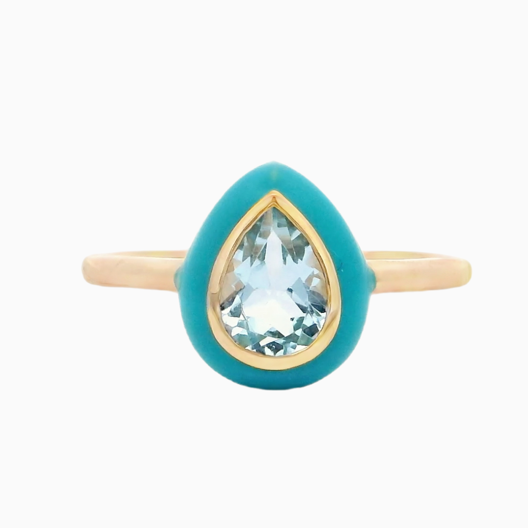 Pear Topaz Enamel Ring