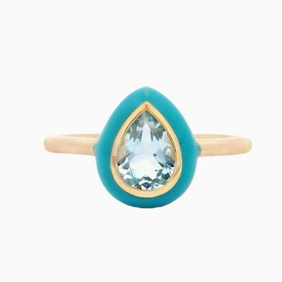Pear Topaz Enamel Ring