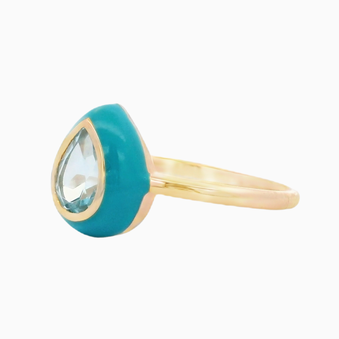 Pear Topaz Enamel Ring