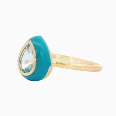 Pear Topaz Enamel Ring