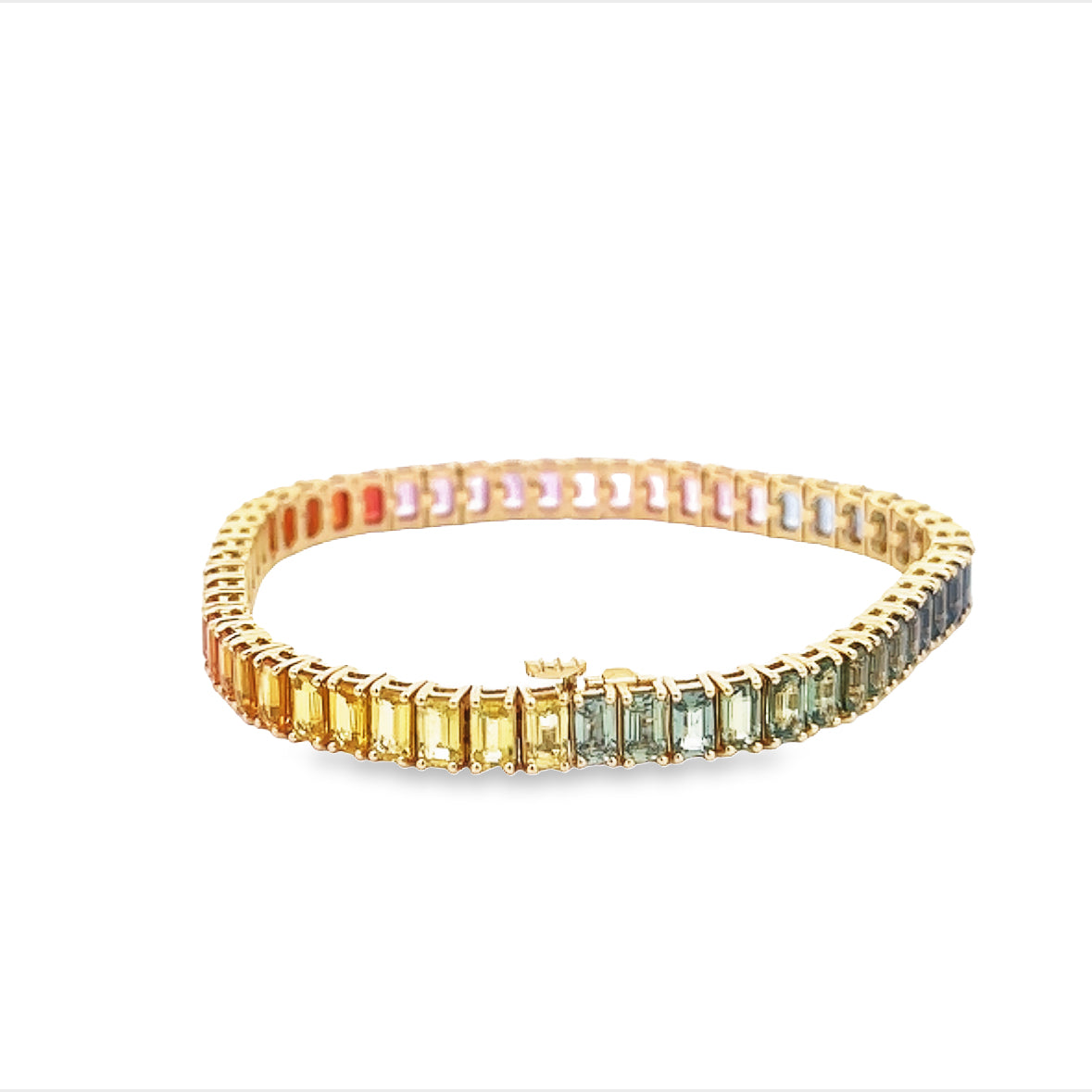 Rainbow Sapphire Baguette Tennis Bracelet