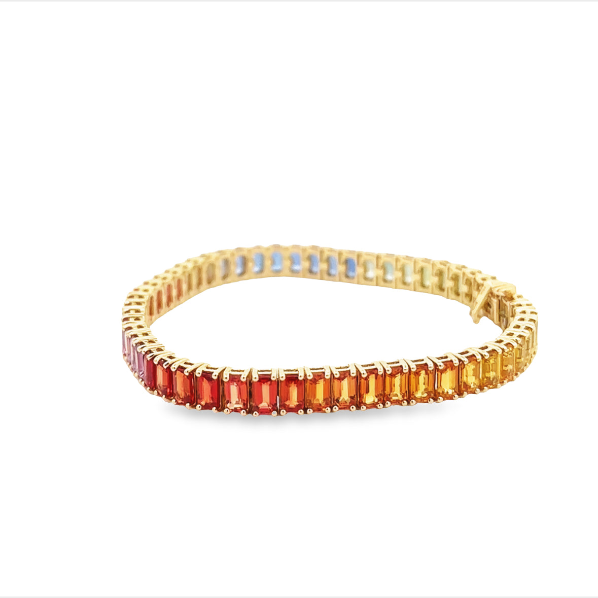 Rainbow Sapphire Baguette Tennis Bracelet