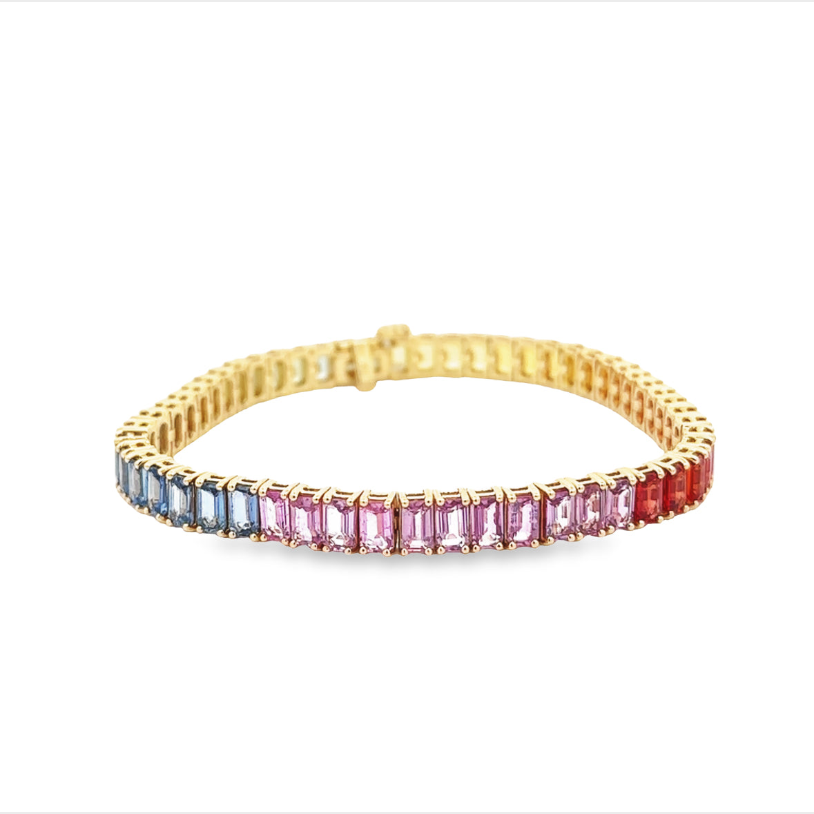 Rainbow Sapphire Baguette Tennis Bracelet