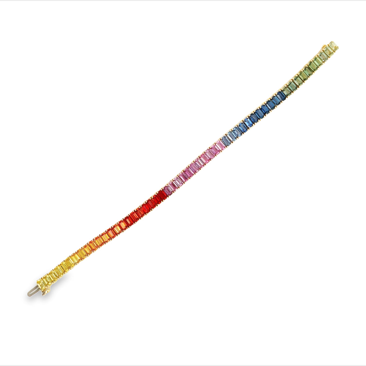 Rainbow Sapphire Baguette Tennis Bracelet