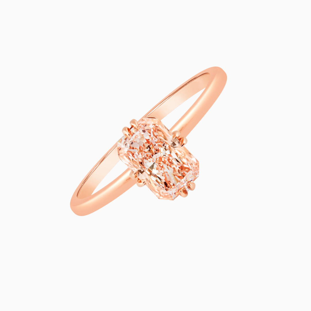 Radiant Compass Diamond Ring  1.02 CT Radiant Fancy Orangey Pink Lab-Grown Diamond 14k Yellow Gold (photo shows rose, but it is yellow)