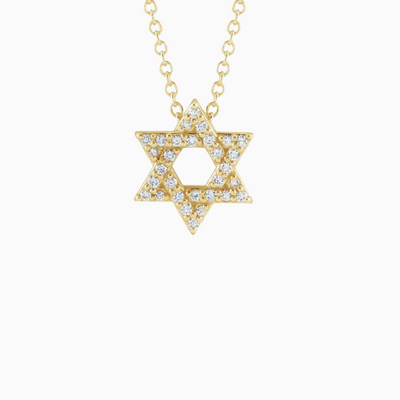 14k Gold & Natural Diamonds Star of David Necklace, 1/8 CTW Natural Diamonds,11x9.54 mm, 16-18", available in yellow, white and rose gold.