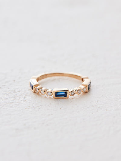 Blue Sapphire & Diamond Stacker