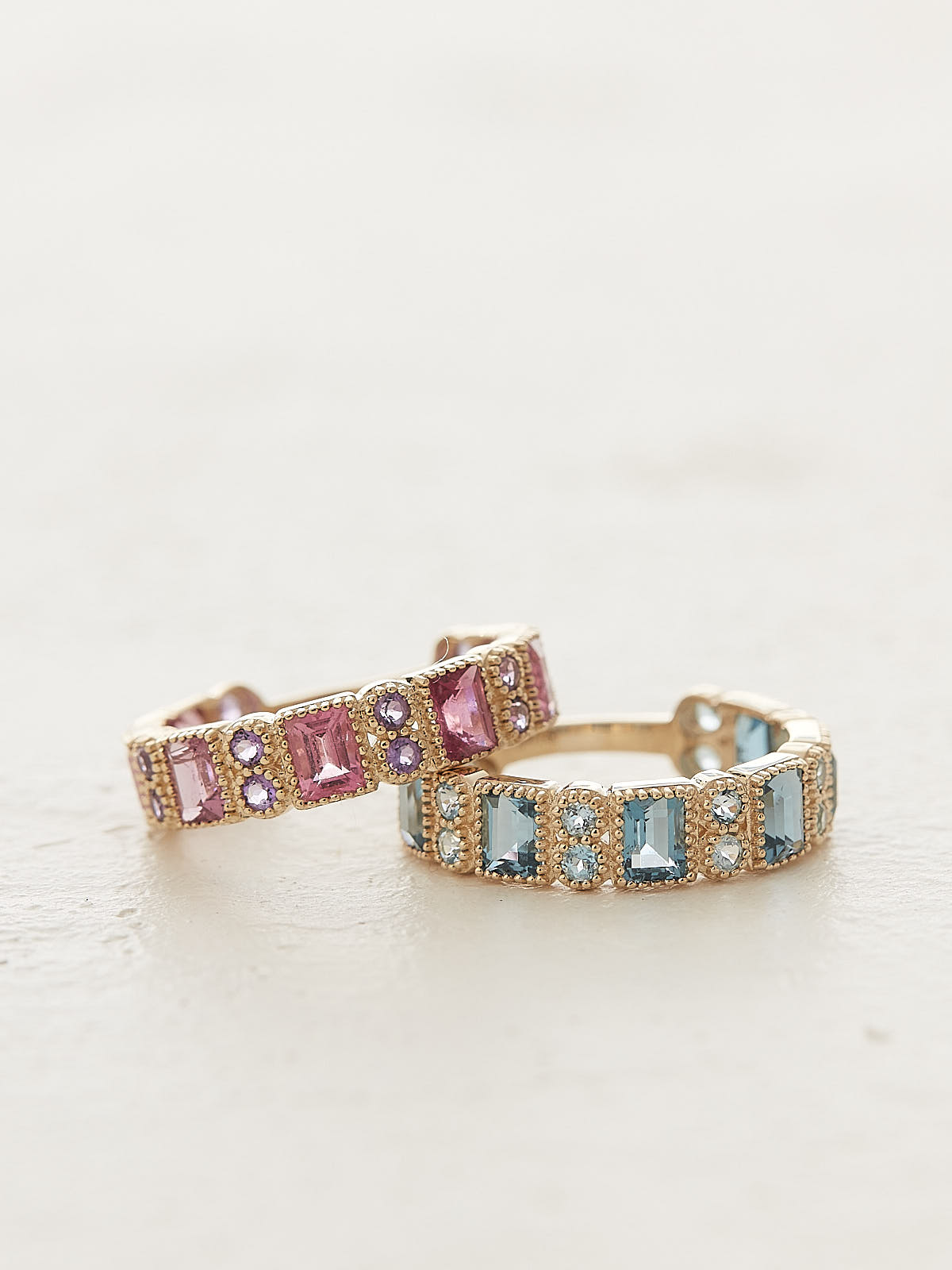 Pink Tourmaline & Amethyst Milgrain Ring