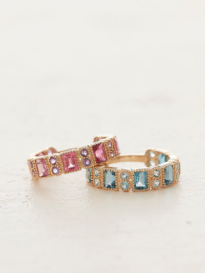 Pink Tourmaline & Amethyst Milgrain Ring