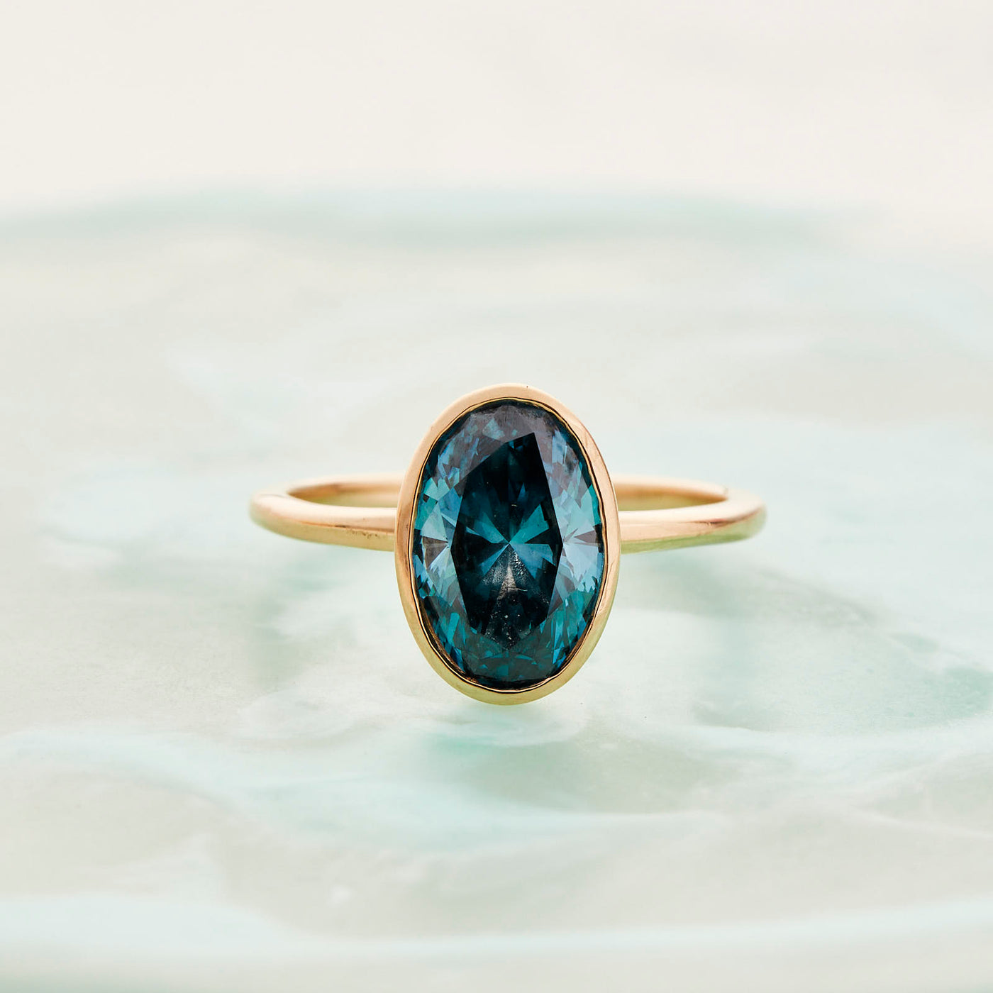 Blue Diamond Bezel Ring