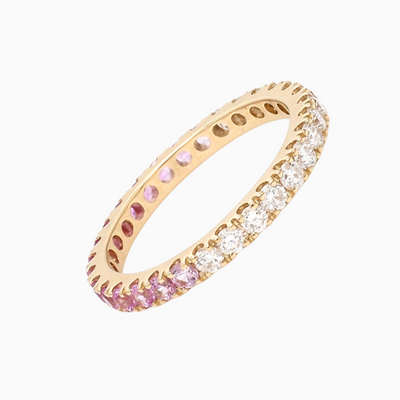 Pink Sapphire Half Diamond Eternity Band