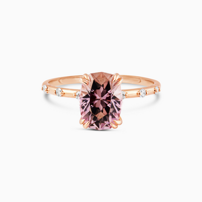  Nigerian Tourmaline Ring  2.17 CT Oval Natural Nigerian Tourmaline Pink/Purple 0.06 CTW Natural Diamonds 14k Yellow Gold (photo pictures rose, but it is yellow)