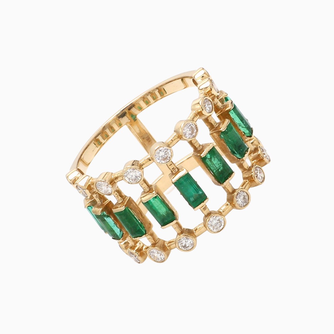 Dot Dash Emerald Ring