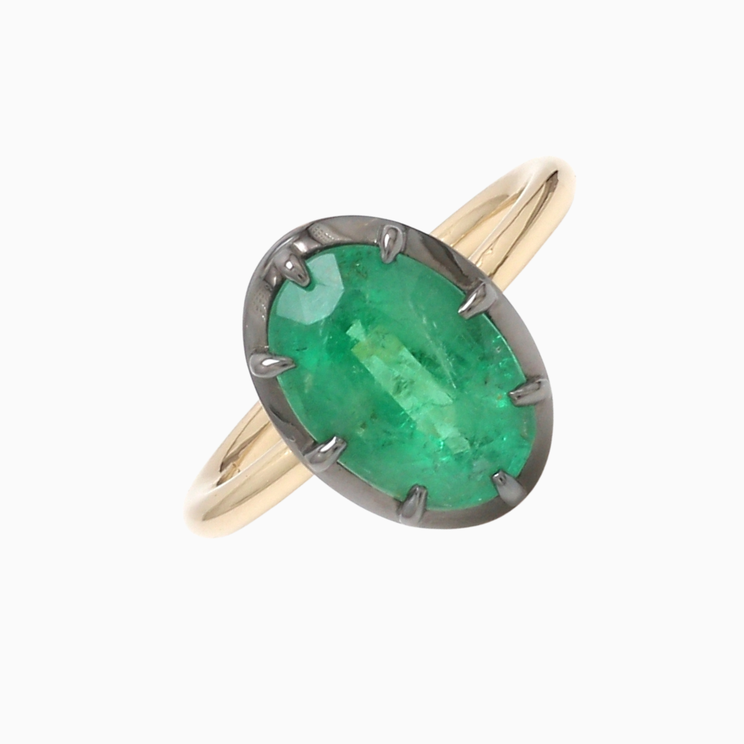 Georgian Cut-Down Oval Emerald Ring