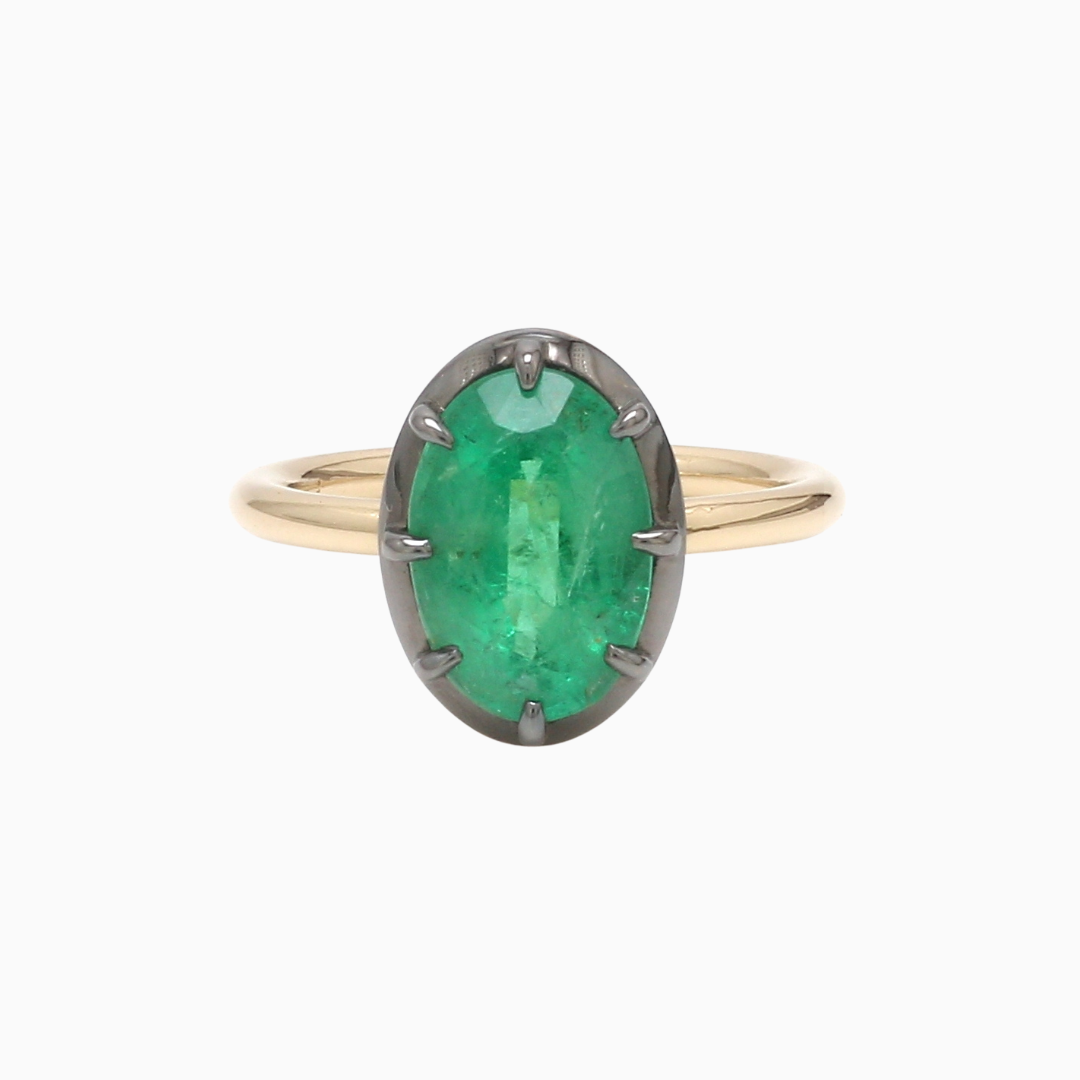 Georgian Cut-Down Oval Emerald Ring