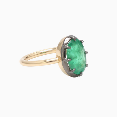 Georgian Cut-Down Oval Emerald Ring