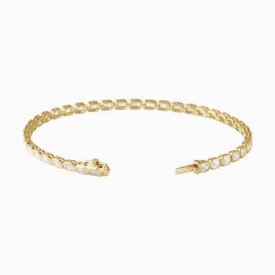 Bezel-Set Emerald-Cut Lab-Grown Diamond Tennis Bracelet