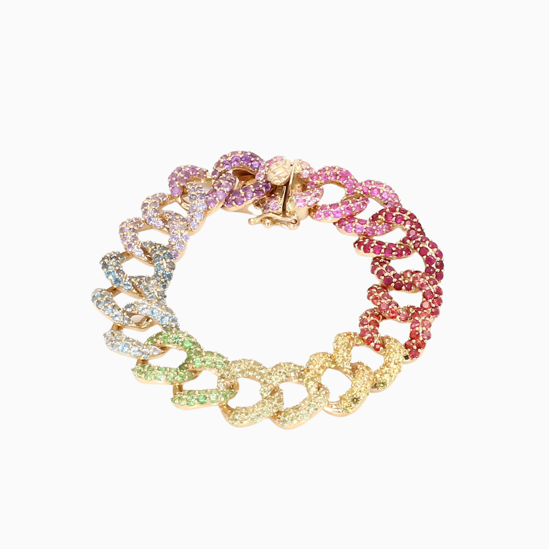 Rainbow Sapphire Chain Bracelet