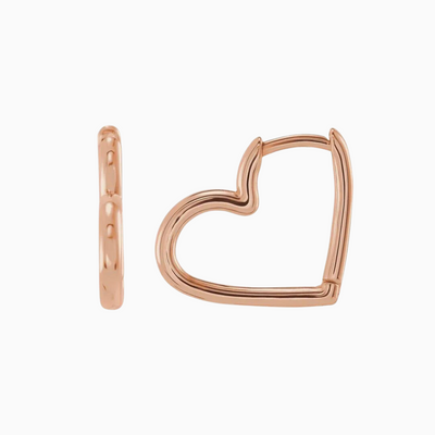 14k Heart-Shaped Hinged Huggies, 15mm, available in yellow, white and rose gold.