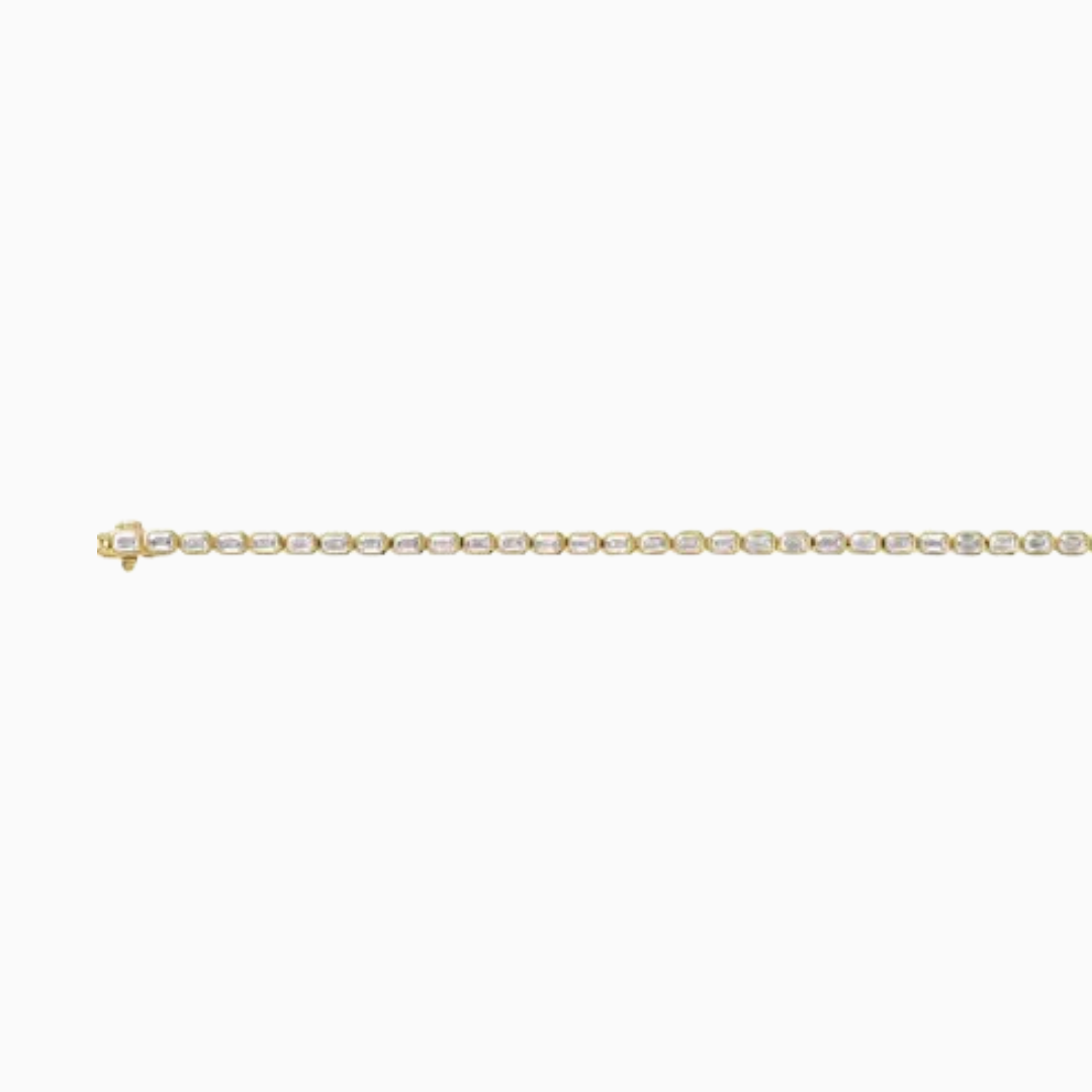 Bezel-Set Emerald-Cut Lab-Grown Diamond Tennis Bracelet