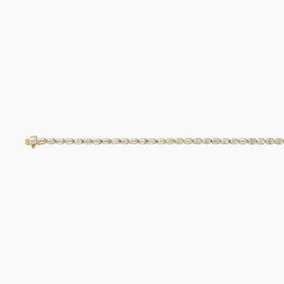 Bezel-Set Emerald-Cut Lab-Grown Diamond Tennis Bracelet
