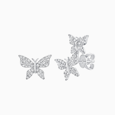 Diamond Mismatched Butterfly Earring