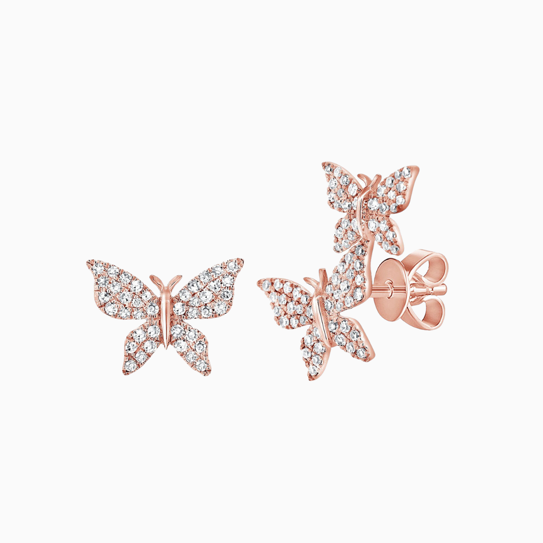 Diamond Mismatched Butterfly Earring