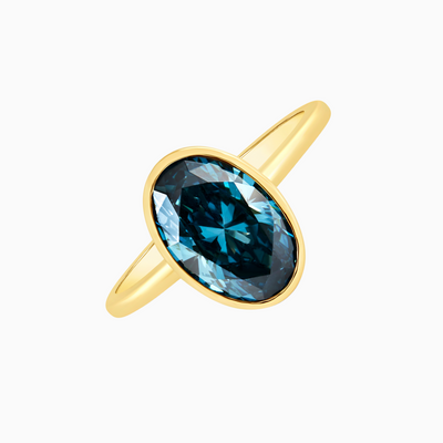 Blue Diamond Bezel Ring