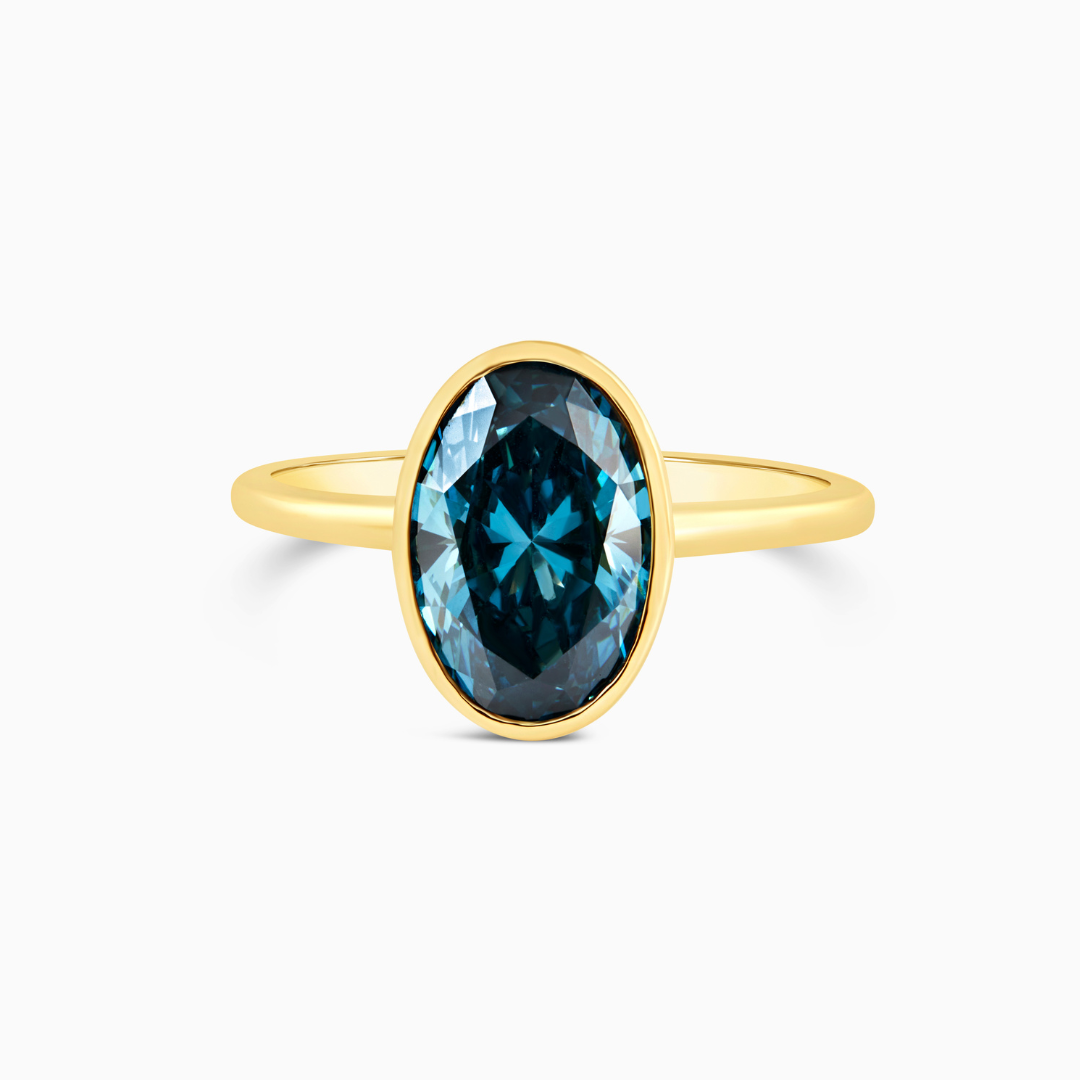 Blue Diamond Bezel Ring