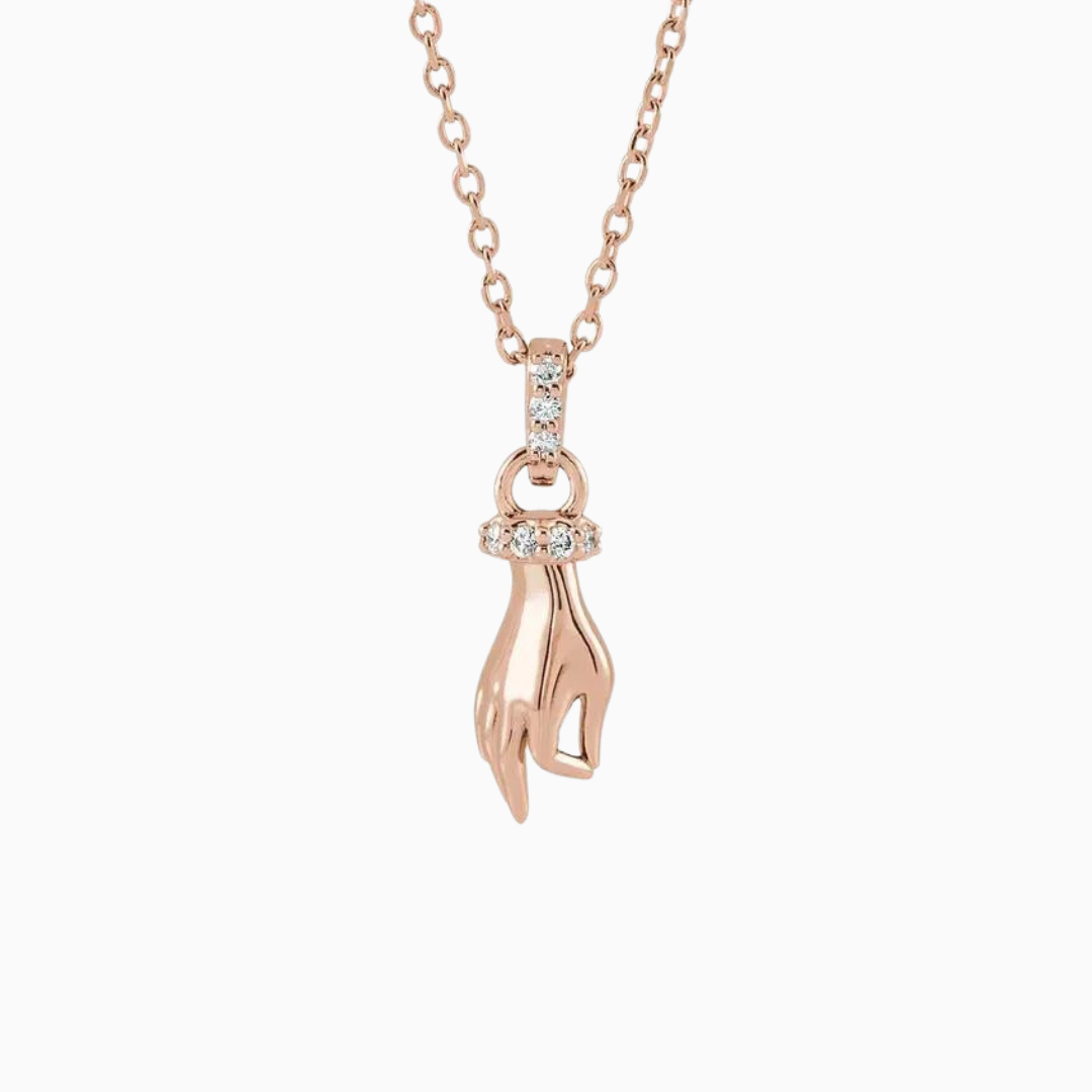 14k Gold & Natural Diamonds Hand of Buddha Necklace, .05 CTW Natural Diamonds,12.81x4.64 mm, 16-18", available in yellow, white and rose gold.  All proceeds for this necklace will be donated to a Bhuddist charity. Details to come. 