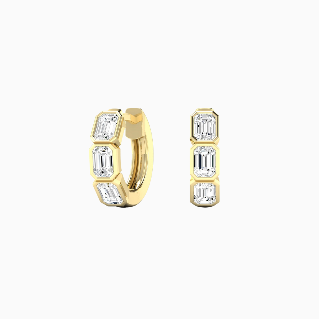 Emerald Bezel Huggies