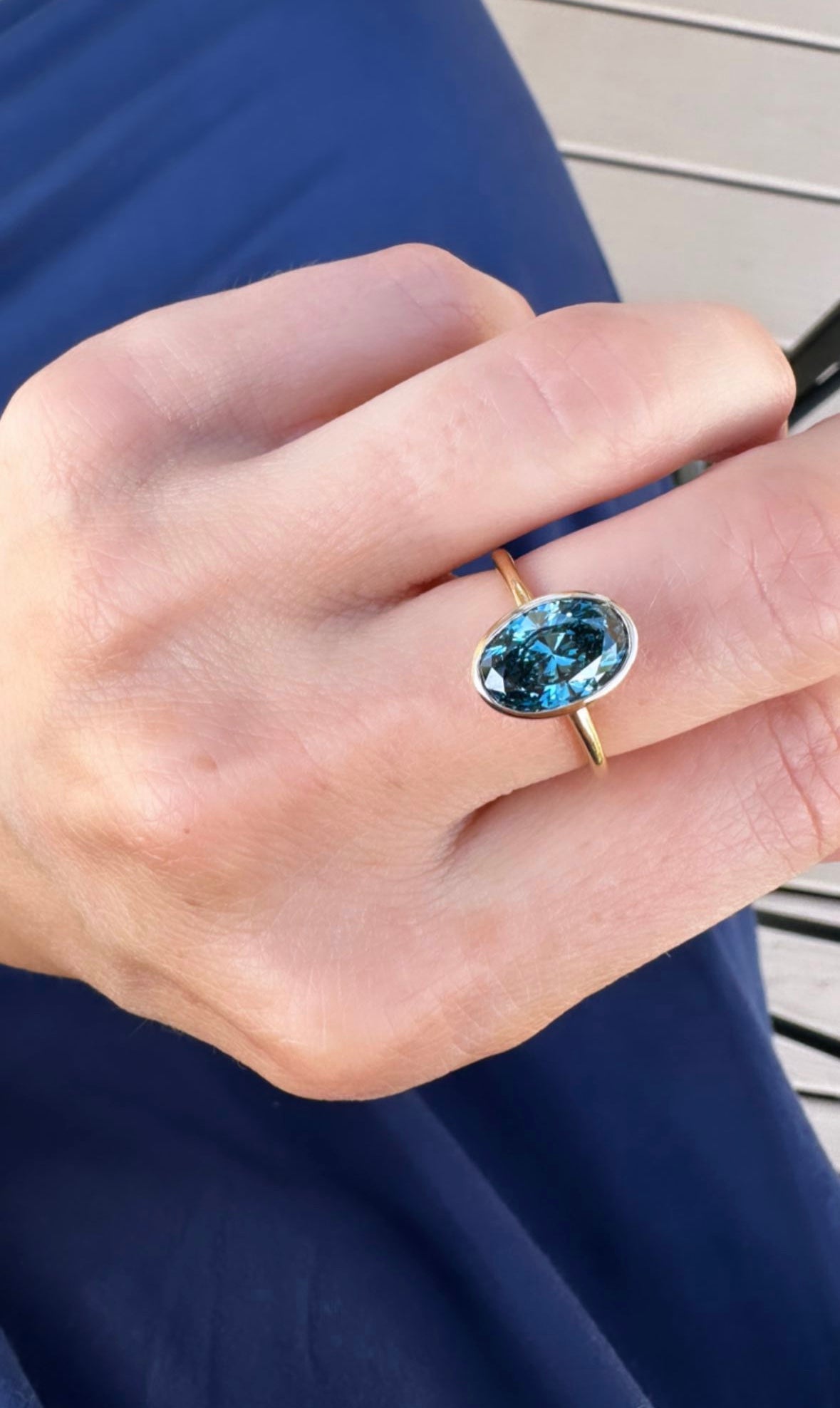 Blue Diamond Bezel Ring