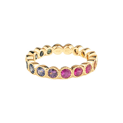 Rainbow Sapphire Bezel Eternity Band