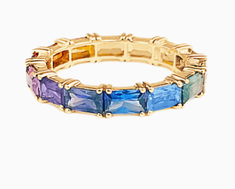 Rainbow Sapphire Baguette Stacker