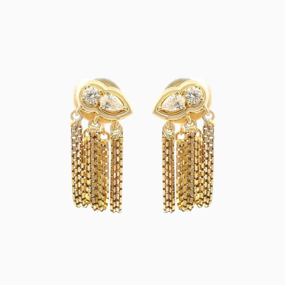Triple Chain Diamond Pear Studs
