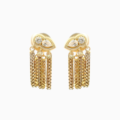 Triple Chain Diamond Pear Studs