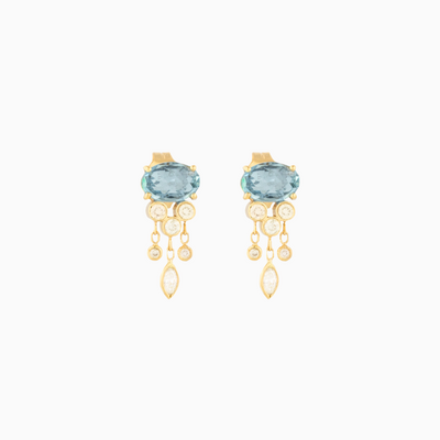 Jellyfish Aquamarine & Diamonds Earring from Celine D'Aoust  14k light yellow gold sold as a pair