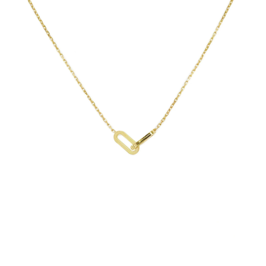 Tiny Link Necklace  17-18 inches 14k yellow gold Made in Italy