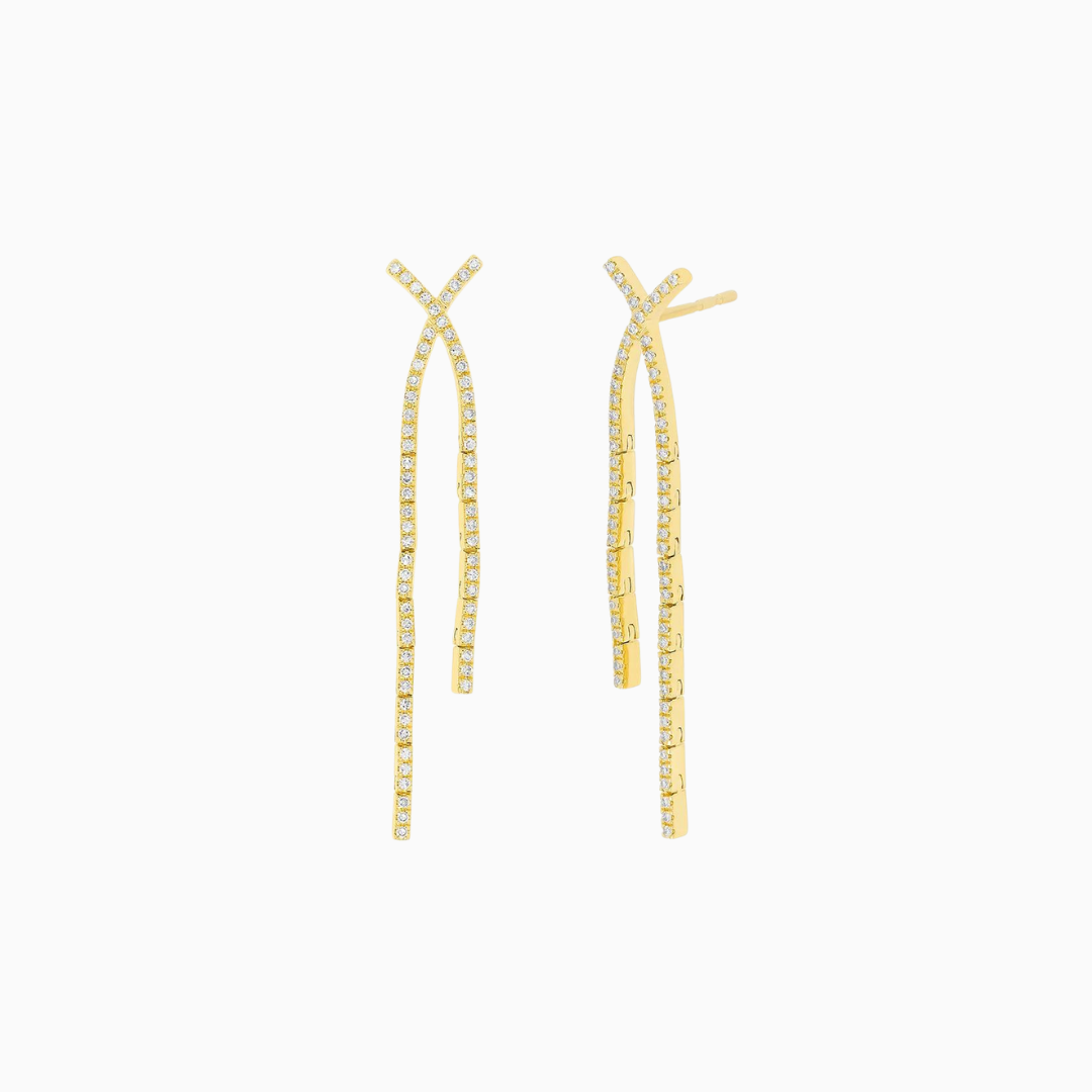 Diamond Criss-Cross Drop Earrings