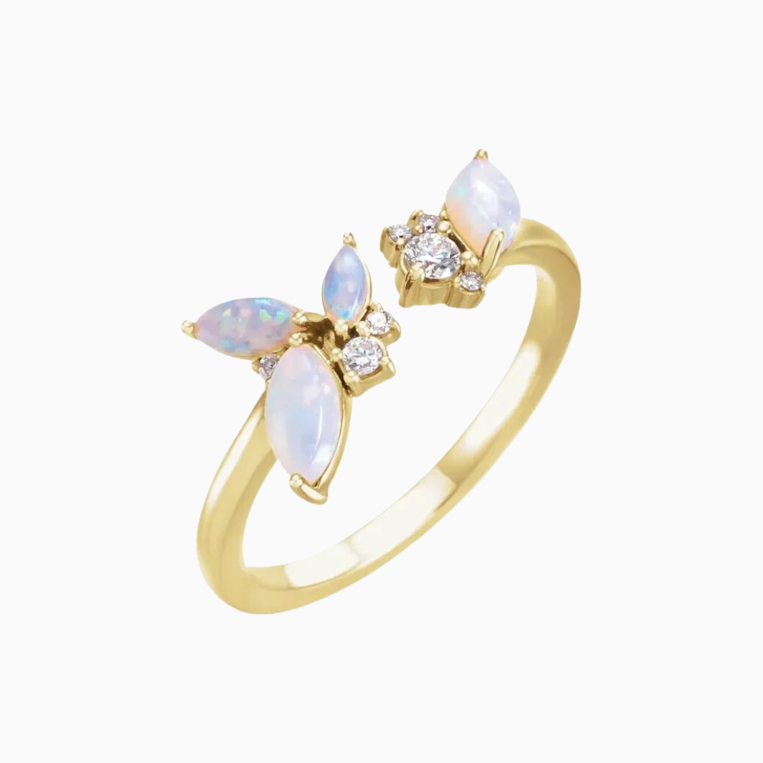 Opals & Diamonds Bypass Ring