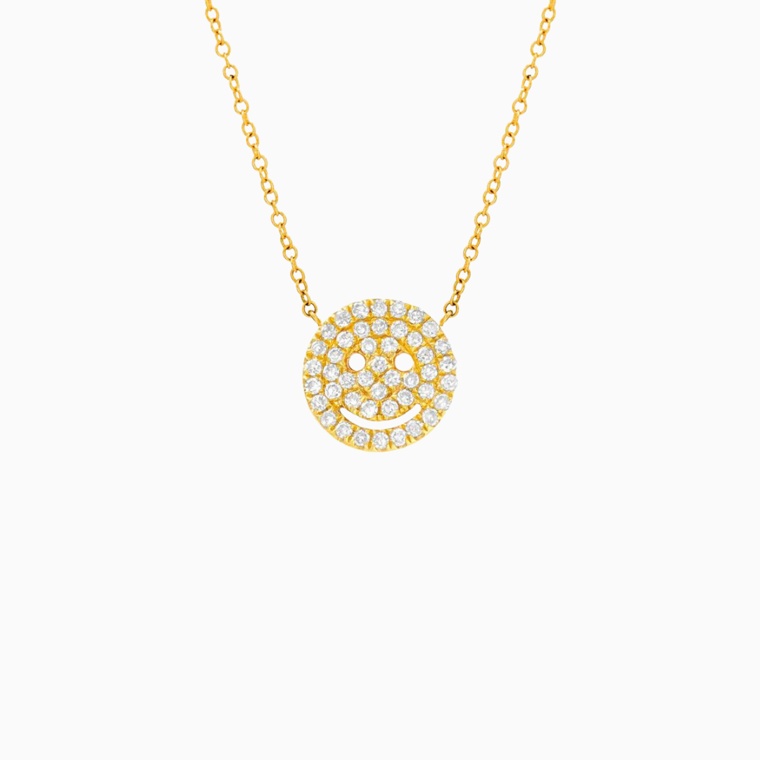 Smiley Face Pave Necklace