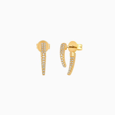 The Diamond Mini Hook Earring features curving rows of diamonds in the front and back of your lobes (for curious minds, the butterfly back post holds the second diamond hook). With .15 carats of diamond for the pair, this statement earring is sure to round out your look.