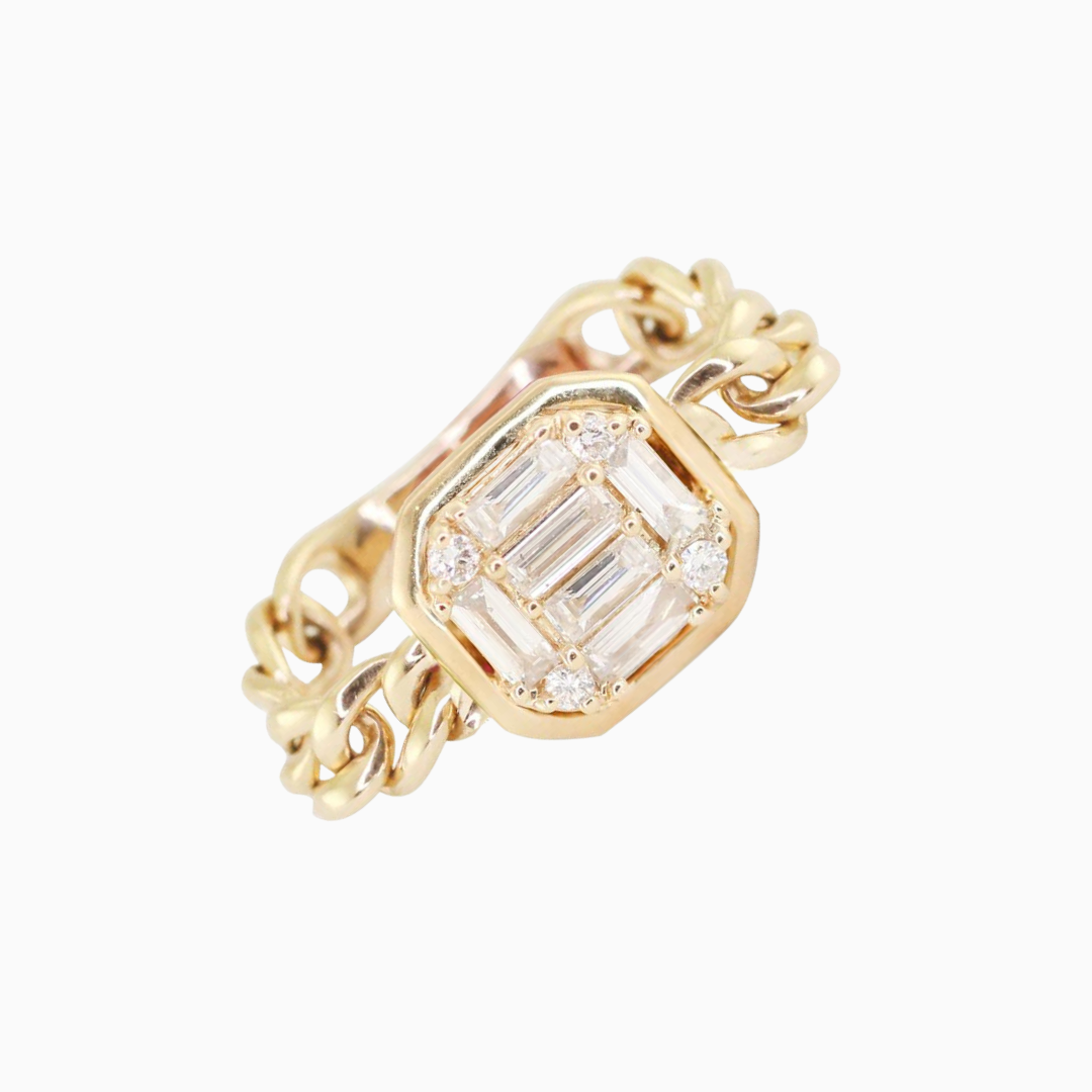 Diamond Baguette Chain Ring