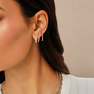 Multi Diamond Baguette Chain Stud Earring