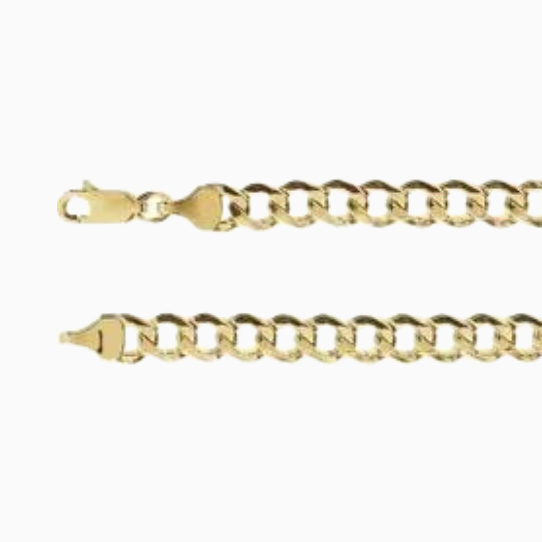 14k Gold Hollow Curb Chain Necklace, additional lengths available.